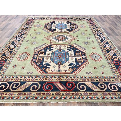 8'X10'4" Green Afghan Special Kazak Hand Knotted Pure Wool Oriental Rug