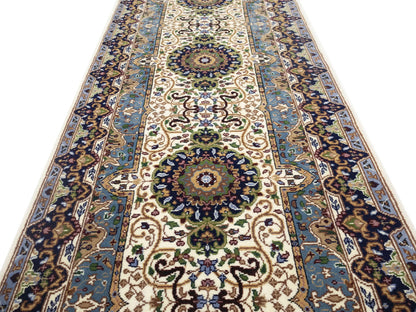 Handmade Kirman Oriental Runner Rug Floral Design