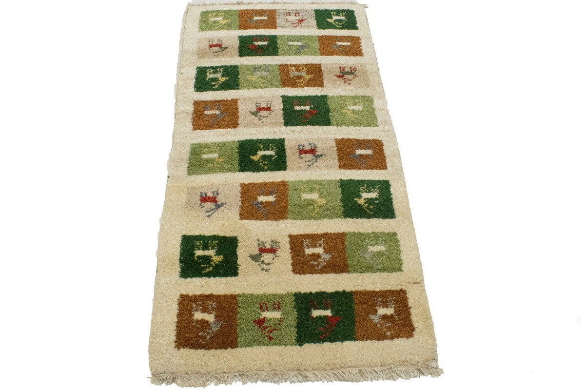 Handmade Thick Pile Multicolored Tribal Indo-Gabbeh Rug Oriental Carpet 2X4 ft
