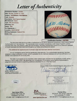 Ted Williams Autographed Sears 40Th Anniversary Baseball (Jsa)
