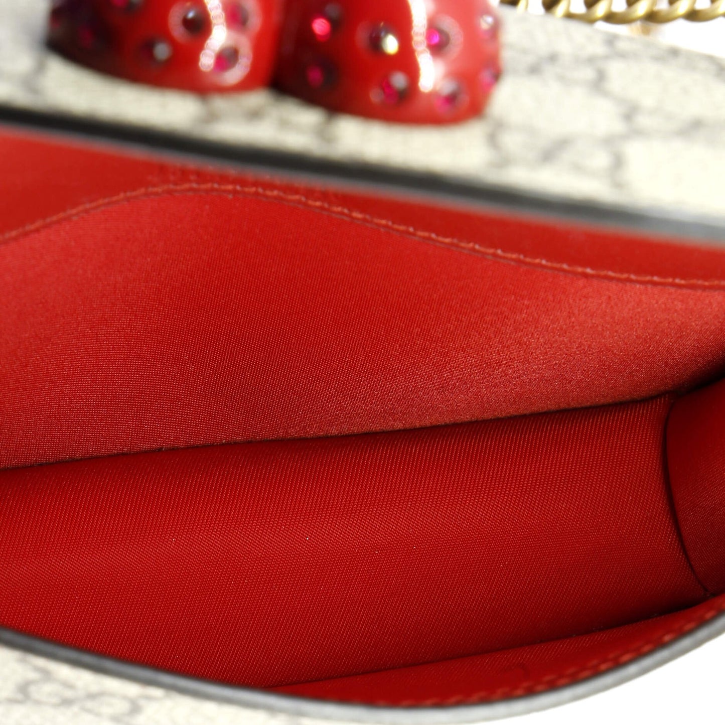 Gucci Cherries Wallet On Chain Gg Coated Canvas Mini