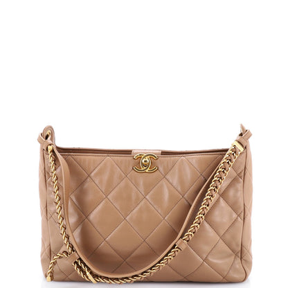 Chanel Cc Turnlock Belted Chain Handle Hobo Quilted Lambskin Medium