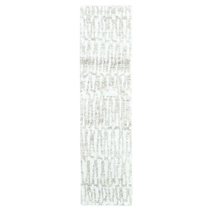 2'7"X9'10" Ivory Hand Knotted Minimalist Swedish Design Wool Runner Rug