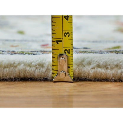 6'1"X9'1" White Hand Knotted Nain Design 250 Kpsi Natural Wool Rug