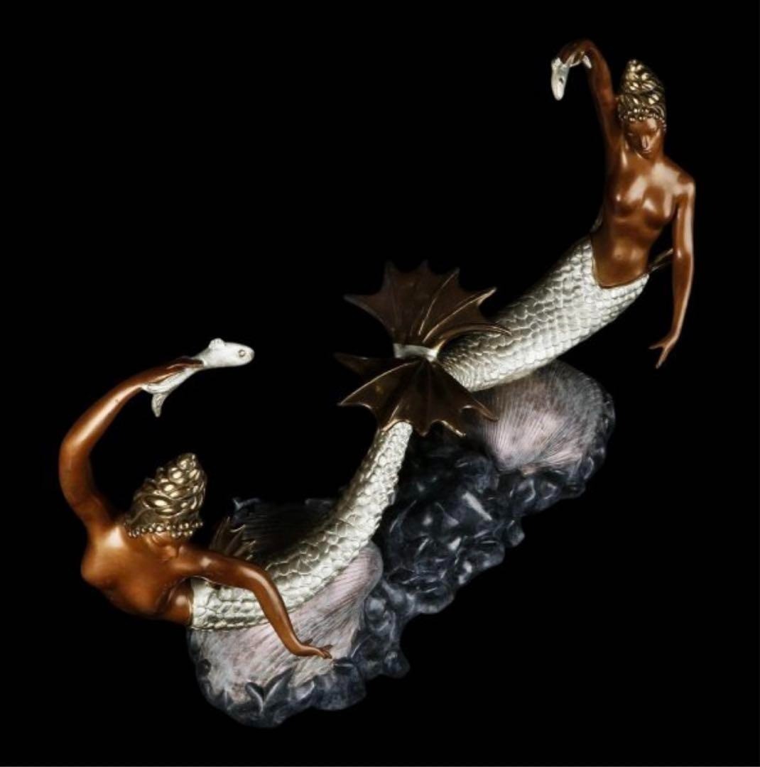 Bronze Art Sculpture 1988 Limited Edition Marmaid Erte Sculpture Deco