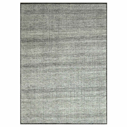 10'X14' Black Wool Rug Hand Knotted Oxidized & Distressed Grass Design