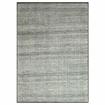10'X14' Black Wool Rug Hand Knotted Oxidized & Distressed Grass Design