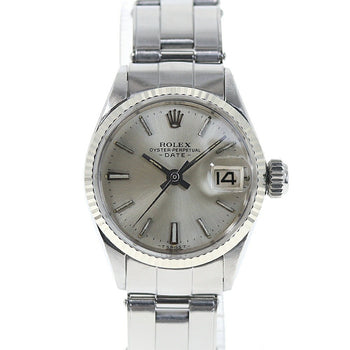 Rolex Oyster Date 6517 Silver Case Size 26.0Mm Ladies Used Watch #61423