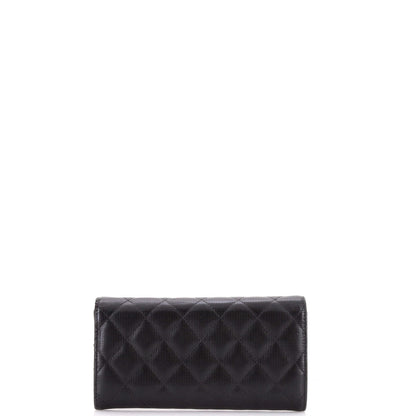 Chanel Cc Gusset Classic Flap Wallet Pixel Effect Quilted Calfskin Long