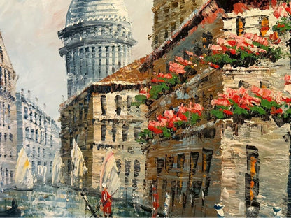 Framed F12 Oil Painting Signed Gondola Canal Venice