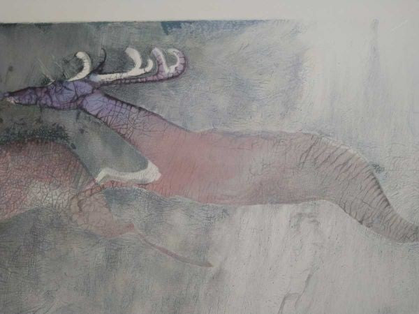 Edwin Salomon Signed Lithograph Two Deer Limited Edition Abstract Animal Art