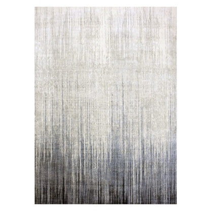 10'1"X14'2" Gray Pure Wool Hand Knotted Modern Ombre Design Rug