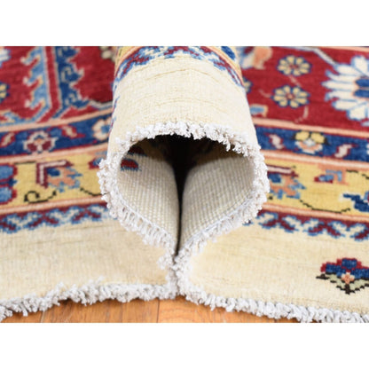 10'X13'3" Ivory Special Kazak With Geometric Design Wool Hand Knotted Rug