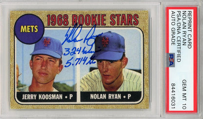 Nolan Ryan "324 Wins & 5,714 K'S" Autographed 1968 Rookie Reprint Card (Psa Auto