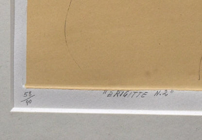 Emilio Greco (Italian) Signed Etching Print Numbered Framed 1970 Brigitte No2