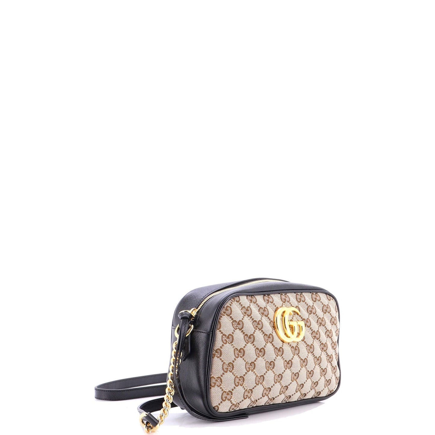 Gucci Gg Marmont Shoulder Bag Diagonal Quilted Gg Canvas With Leather Small