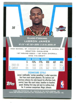 Lebron James 2003-04 Topps Bowman Signature #56 /1250 Card