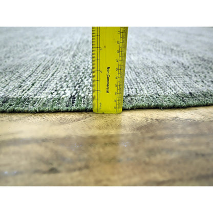 10'X10' Green Wool Round Rug Hand Knotted Oxidized Grass Design Oriental