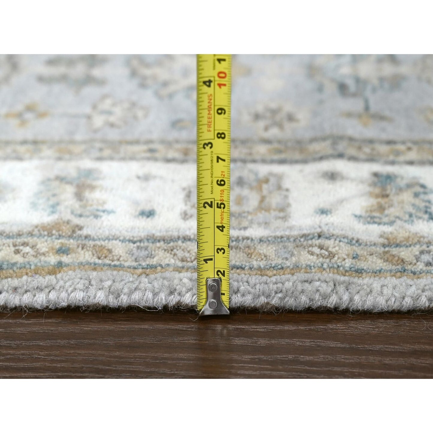 3'1"X4'10" Window Gray Hand Knotted Karajeh Design Pure Wool Oriental Rug
