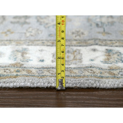 3'1"X4'10" Window Gray Hand Knotted Karajeh Design Pure Wool Oriental Rug