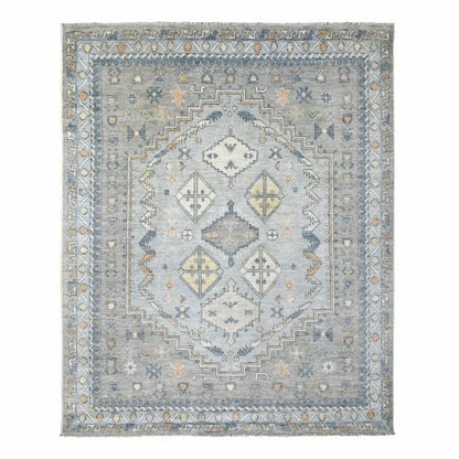 8'X9'10" Gray Anatolian Village Inspired Wool Hand Knotted Rug