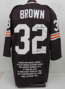 Jim Brown Hof Signed/Insc Brown Custom Football