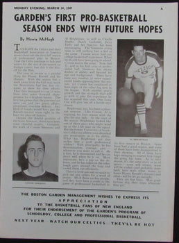 Vintage 1947 Boston Celtics Vs. Chicago Stags