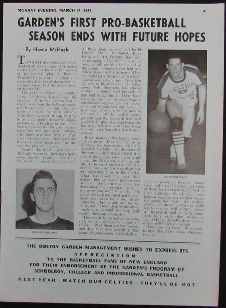 Vintage 1947 Boston Celtics Vs. Chicago Stags