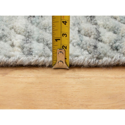 2'6"X7'10" Variegated Design Hand Loomed Pure Wool Modern Runner Rug