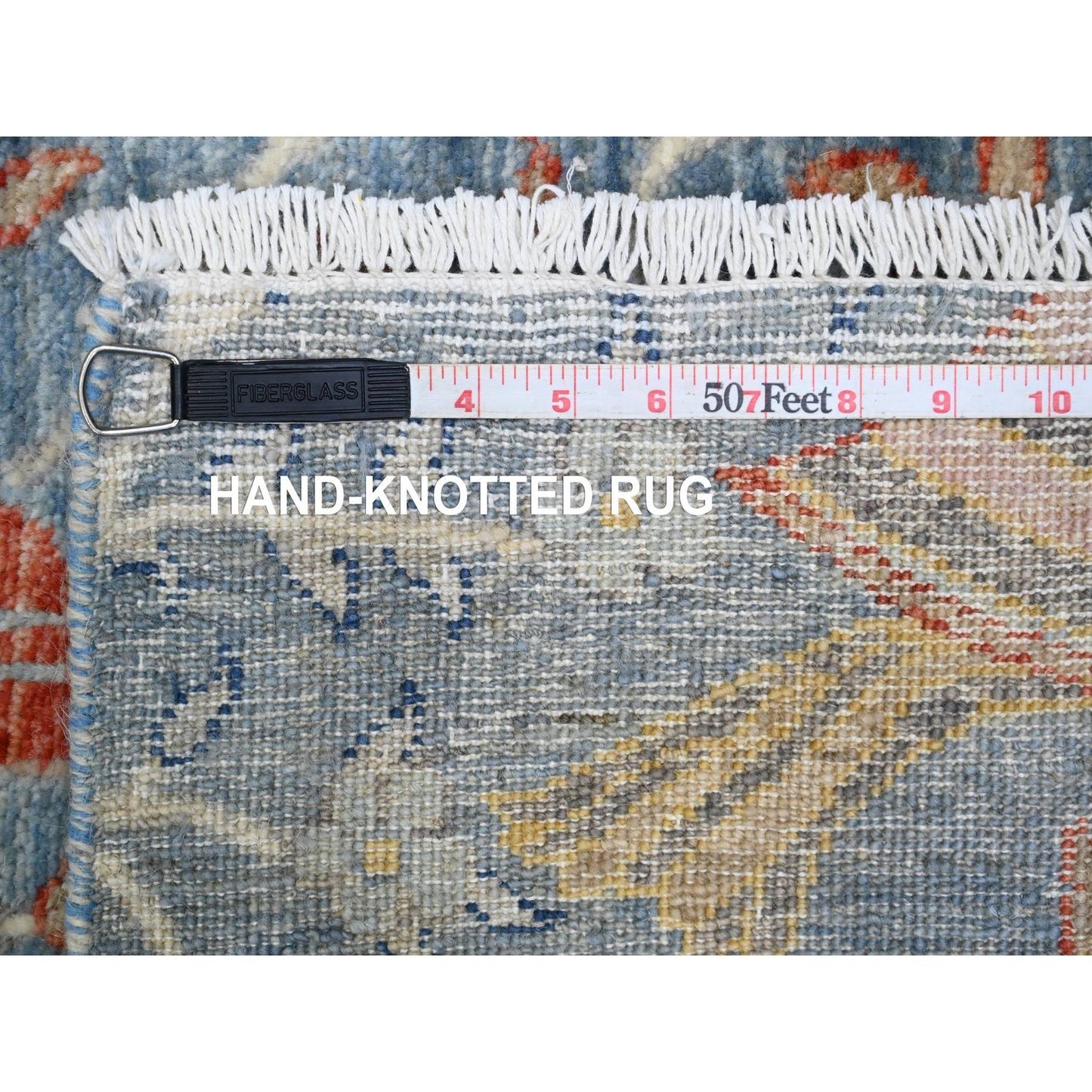 2'6"X25'7" Blue Afghan Peshawar Birds Design Hand Knotted Wool Runner Rug