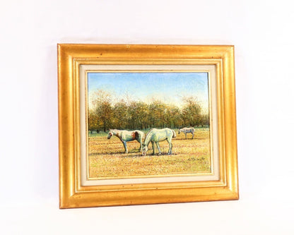 Valerie Pfeiffer Original Oil Painting -White Horses San Antonio De Areco Signed