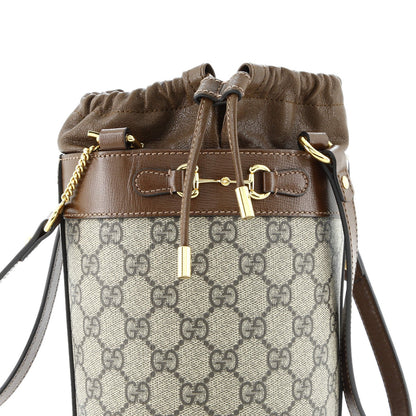 Gucci Horsebit 1955 Bucket Bag Gg Coated Canvas With Leather Small