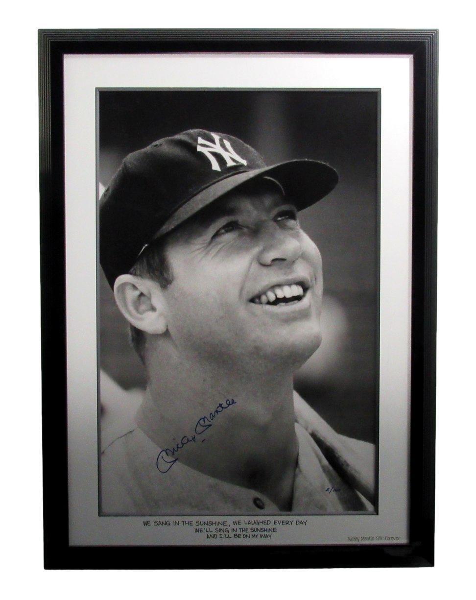 Mickey Mantle Hof Ny Yankees Signed 20X30 Photo Framed Beckett Full Loa 187381