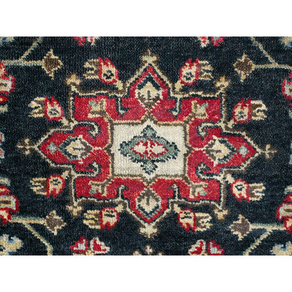2'1"X3' Black Karjihooz Medallion Design Hand Knotted 100% Wool Mat Rug