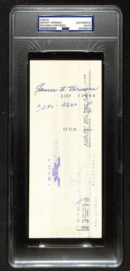 Mickey Vernon Signed/Auto 1980 Ny Yankees Payroll