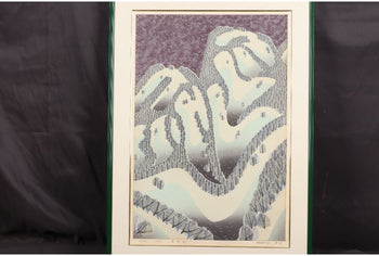 Munenori Makino Snow Sarasa Japanese Woodblock Print 1984 Ltd Ed 63/80 Signed