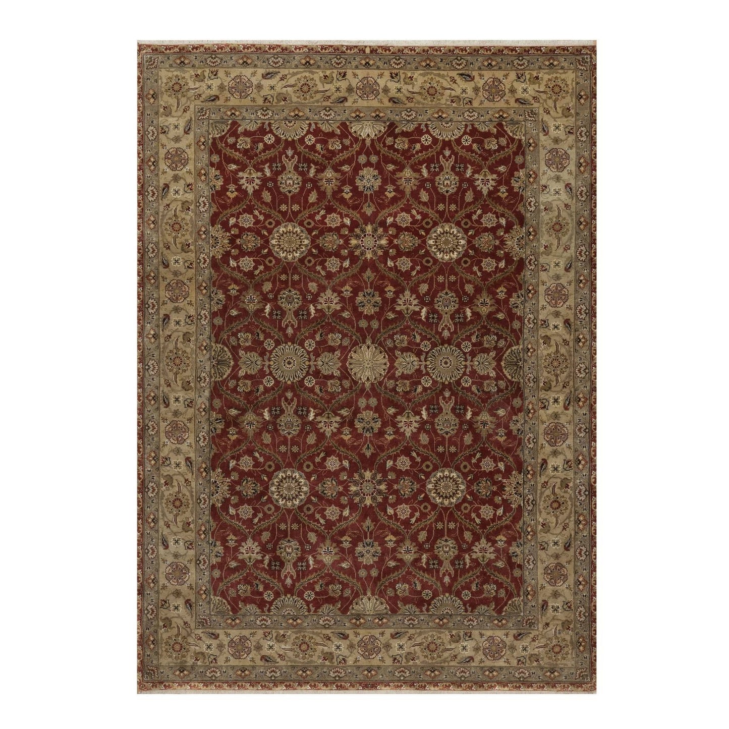 5'9"X8' Red Hereke With All Over Design Wool And Silk Hand Knotted Rug