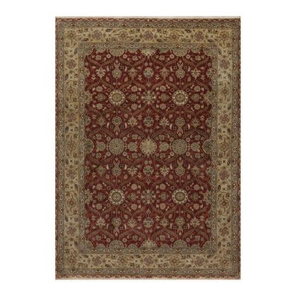 5'9"X8' Red Hereke With All Over Design Wool And Silk Hand Knotted Rug