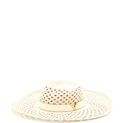 Valentino Garavani V Signature Sun Hat Woven Straw With Leather