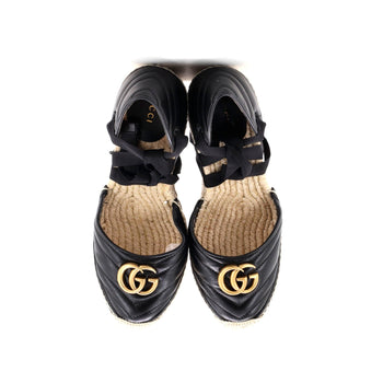 Gucci Women'S Gg Marmont Wedge Espadrilles Matelasse Leather