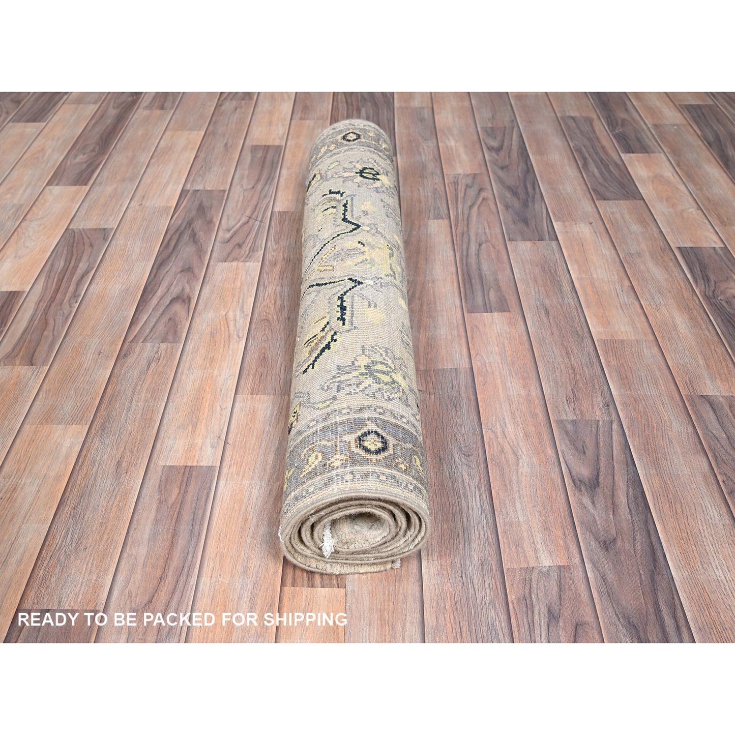 3'1"X4'10" Marian Blue Seeripe Heris Design Natural Wool Hand Knotted Rug