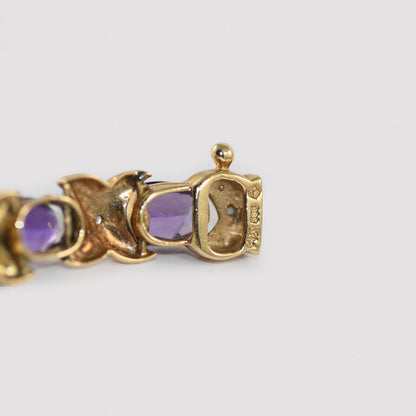 14K Yellow Gold Amethyst & Diamond Bracelet Weave