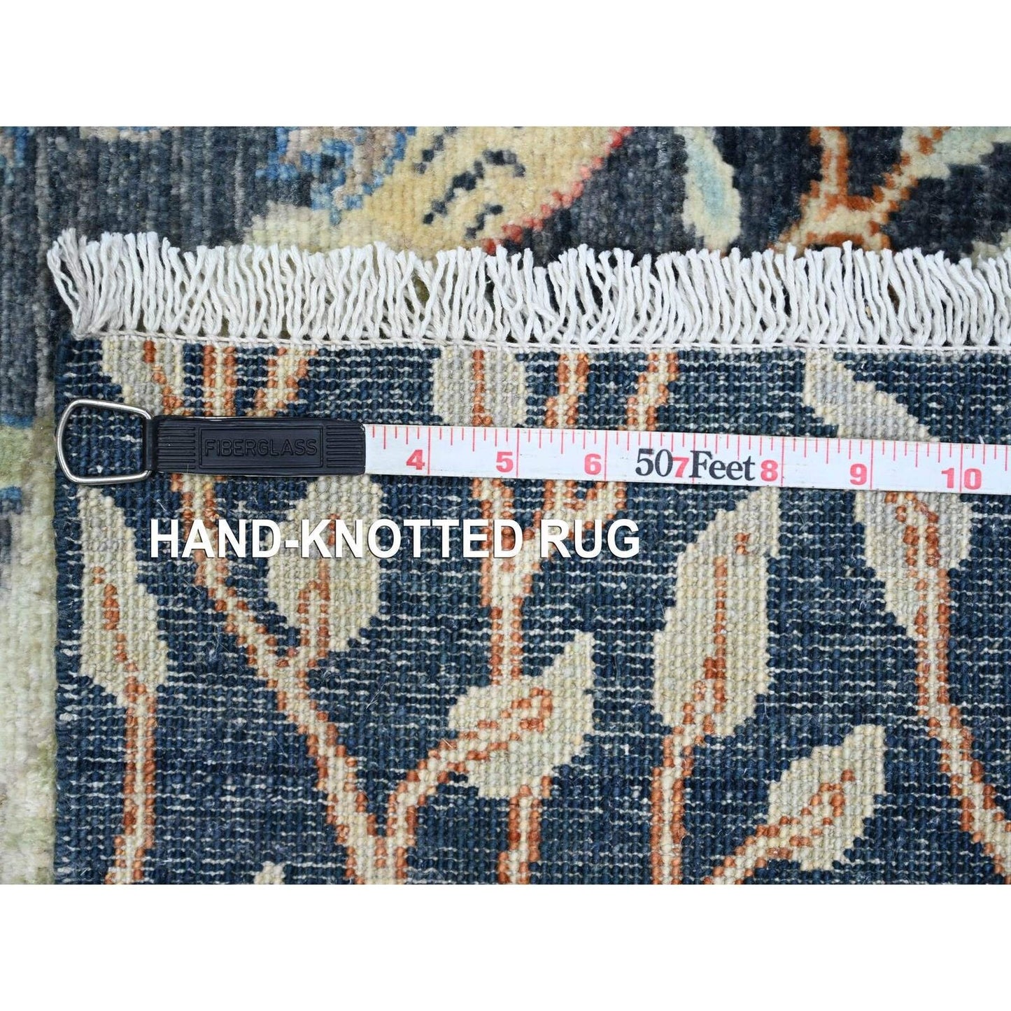 2'6"X19'3" Blue Peshawar Birds Design Hand Knotted Soft Wool Runner Rug