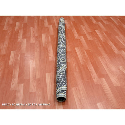 6'2"X6'2" Taupe-Brown Silk Mughal Inspired Hand Knotted Wool Round Rug