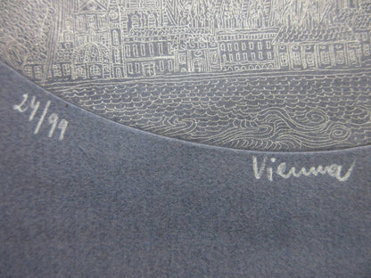 Ernst Degasperi Vienna 1974 Signed Etching 24/99 Austrian Architecture Art Frame