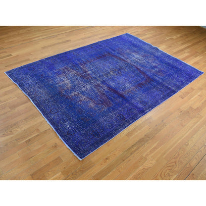 6'10"X10'1" Purple Overdyed Zoroastrian Viss Design Wool Hand Knotted Rug