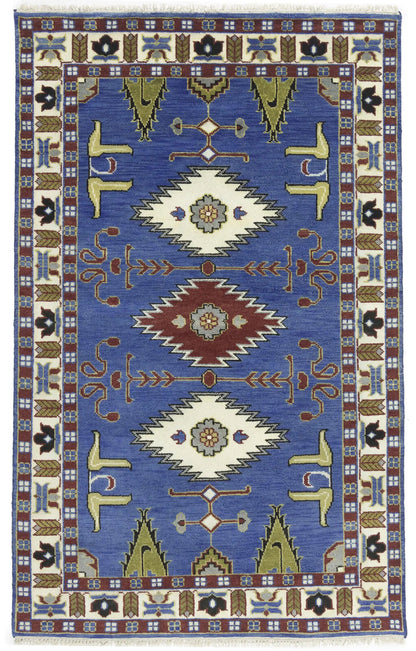 Kazak Oriental Area Rug Geometric Tribal Design