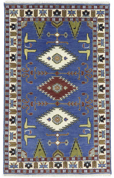 Kazak Oriental Area Rug Geometric Tribal Design