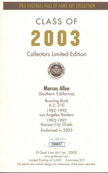 Marcus Allen Autographed 1St Day Cover Envelope (Jsa)