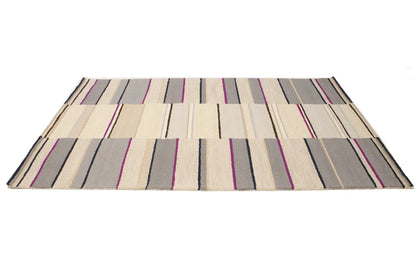 Contemporary Multicolored Stripes 5X8 Hand-Tufted